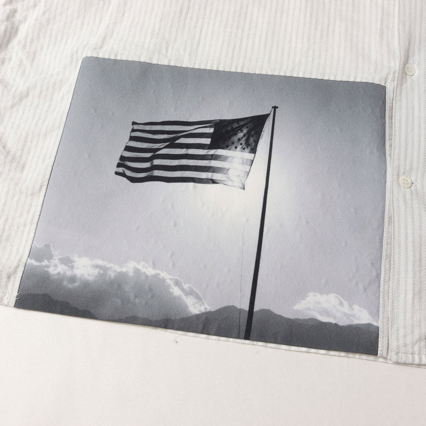 17SS ×ROBERT MAPPLETHORPE 転写フォト オーバーサイズ コットン バンドカラー ボタン シャツ