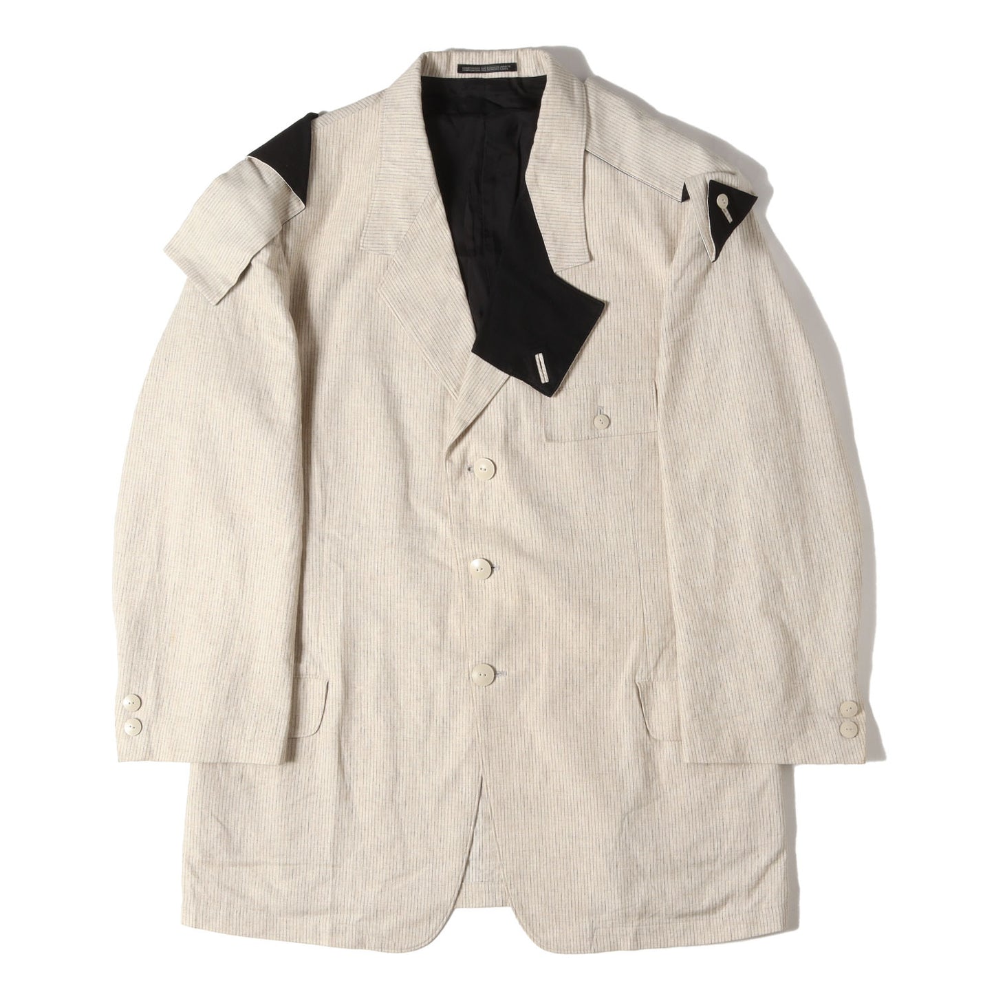 ピンストライプ リネンコットン 3B ジャケット (HG-J38-321) yohji yamamoto pour homme