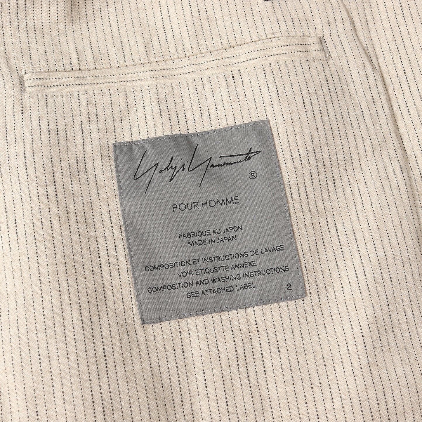 ピンストライプ リネンコットン 3B ジャケット (HG-J38-321) yohji yamamoto pour homme