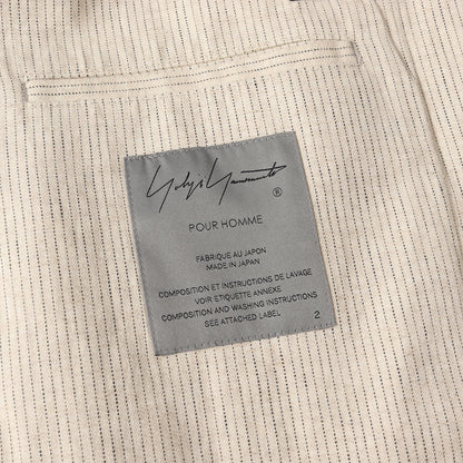 ピンストライプ リネンコットン 3B ジャケット (HG-J38-321) yohji yamamoto pour homme