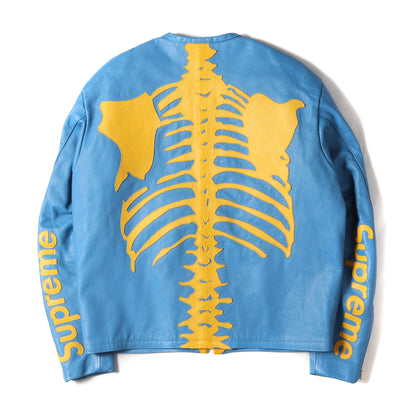 17AW ×VANSON ボーンパッチ ノーカラー シングル ライダース ジャケット (Leather Bones Jacket)