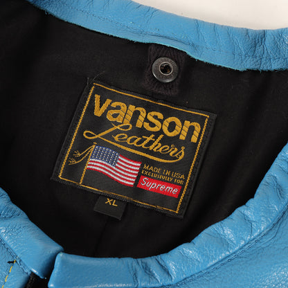17AW ×VANSON ボーンパッチ ノーカラー シングル ライダース ジャケット (Leather Bones Jacket)