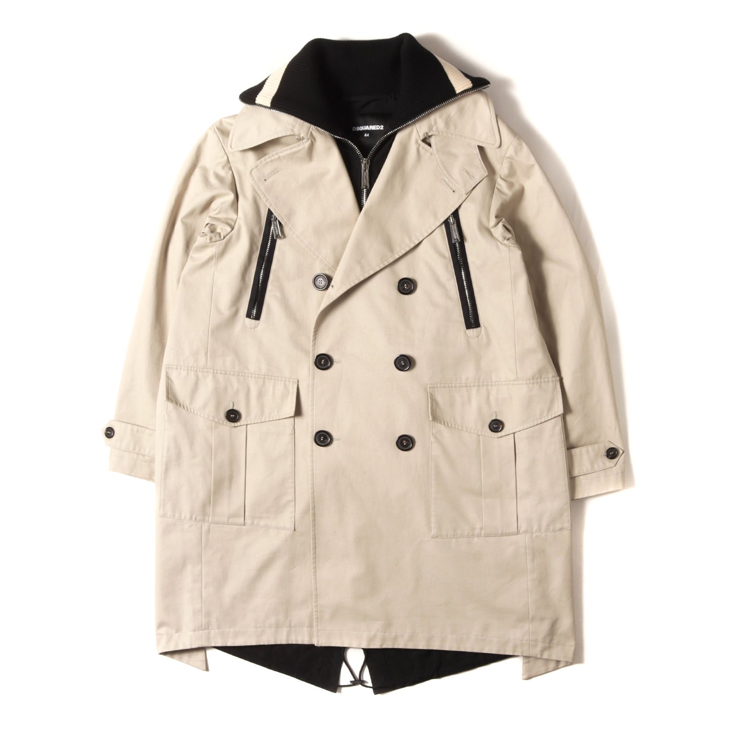 バックロゴ ハイネックリブ ドッキング トレンチコート (HYBRID STRETCH COTTON TRENCH COAT)