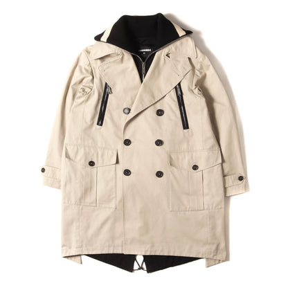 バックロゴ ハイネックリブ ドッキング トレンチコート (HYBRID STRETCH COTTON TRENCH COAT)