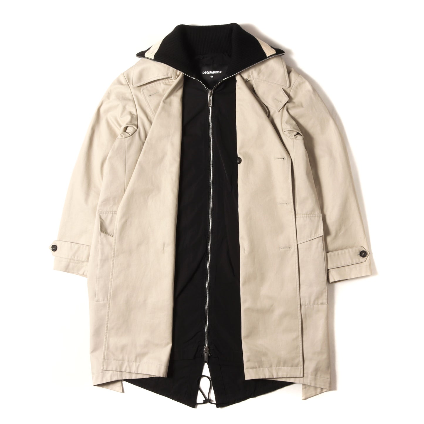 バックロゴ ハイネックリブ ドッキング トレンチコート (HYBRID STRETCH COTTON TRENCH COAT)