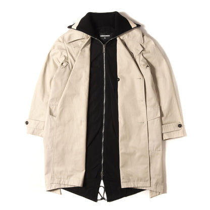 バックロゴ ハイネックリブ ドッキング トレンチコート (HYBRID STRETCH COTTON TRENCH COAT)
