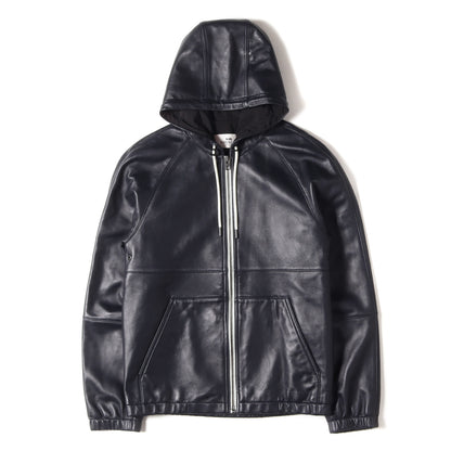ラムレザー フーデッド フルジップ ブルゾン (LAMB LEATHER HOODED JACKET)