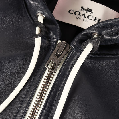 ラムレザー フーデッド フルジップ ブルゾン (LAMB LEATHER HOODED JACKET)