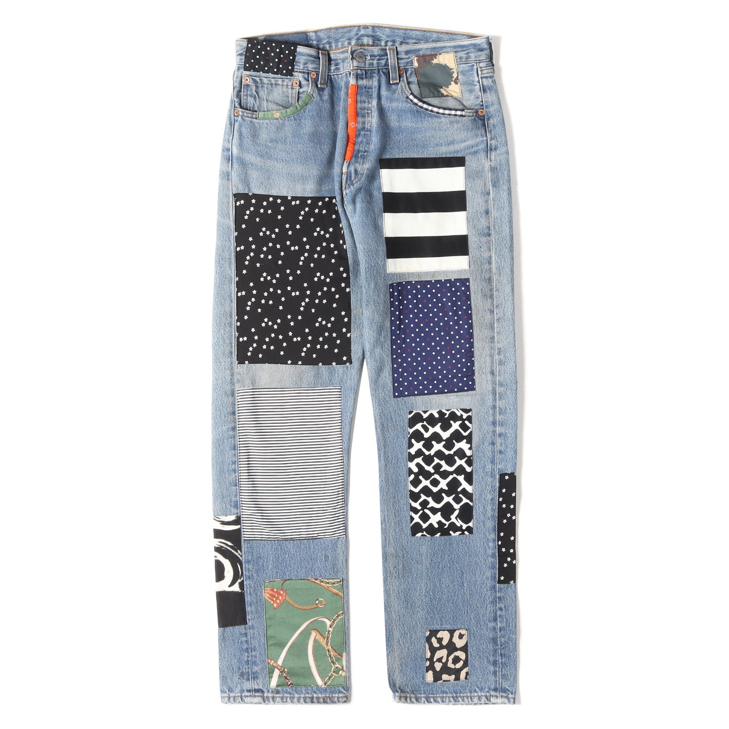 ×Levi's 501 マルチパッチワーク 古着リメイク デニムパンツ (501 Patchwork Multi)