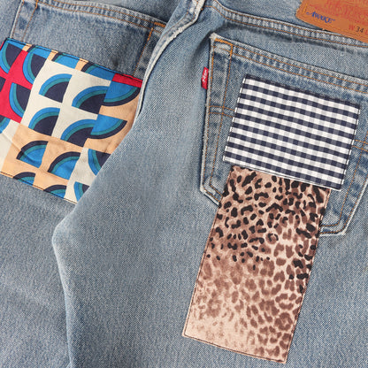 ×Levi's 501 マルチパッチワーク 古着リメイク デニムパンツ (501 Patchwork Multi)