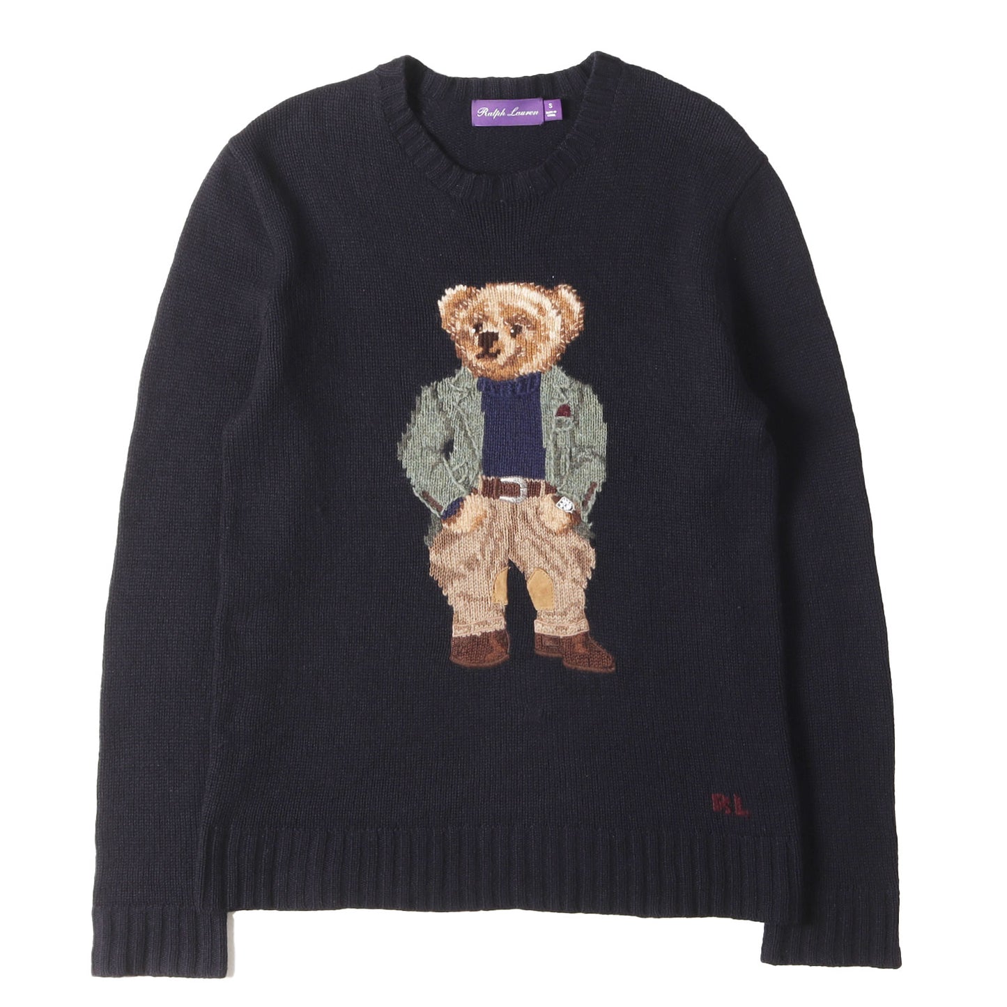 [希少 カシミヤ100%] ポロベア クルーネック カシミヤ ニット / PURPLE LABEL パープルレーベル