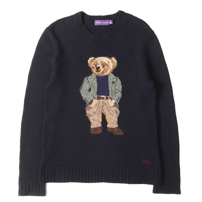 [希少 カシミヤ100%] ポロベア クルーネック カシミヤ ニット / PURPLE LABEL パープルレーベル