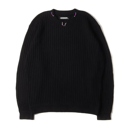 20AW 革紐ビーズ付き クルーネック リブ編み ニット (RIB/EA-KNIT.LS)