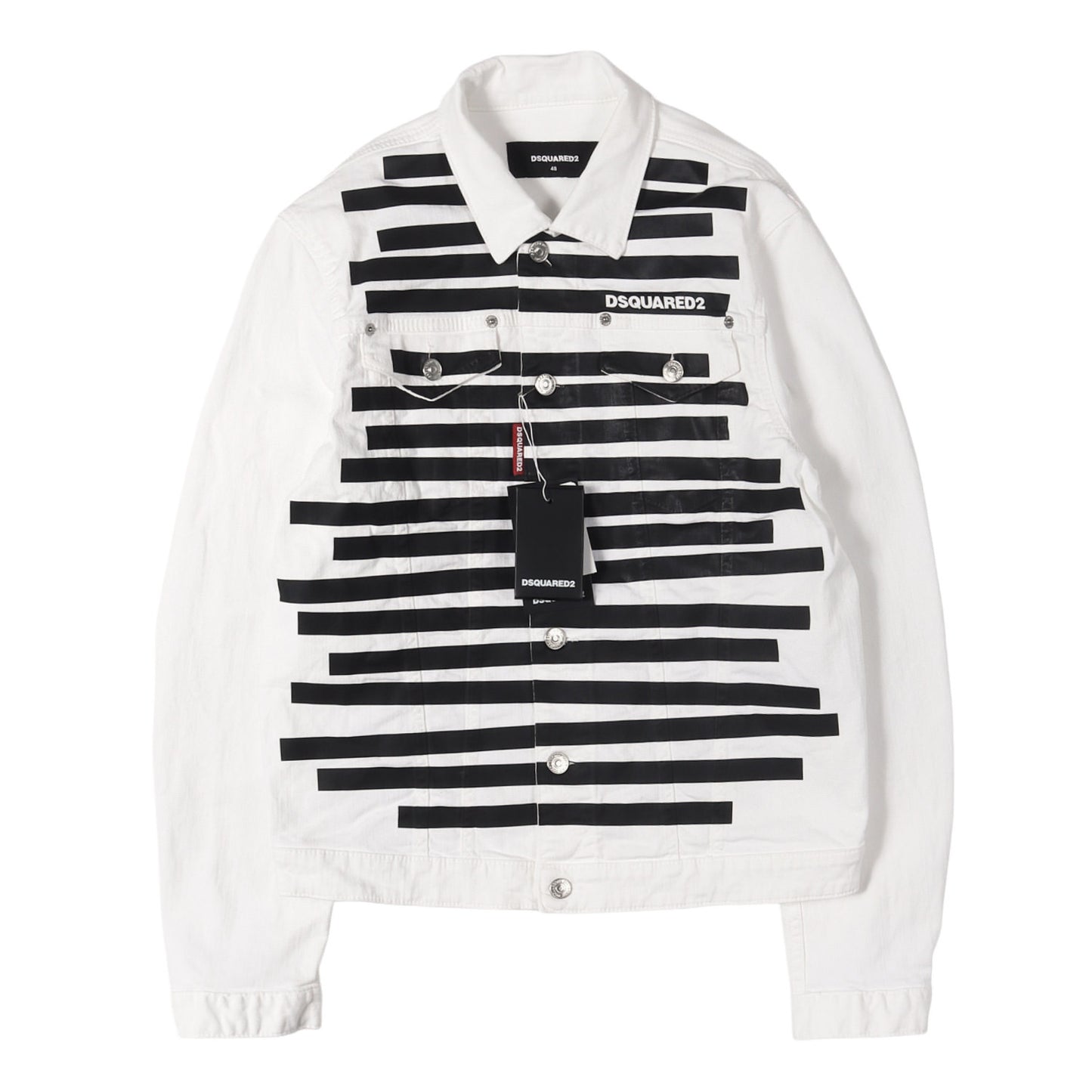 21SS ボーダープリント ホワイト デニムジャケット(Dan Jean Jacket)