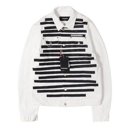 21SS ボーダープリント ホワイト デニムジャケット(Dan Jean Jacket)