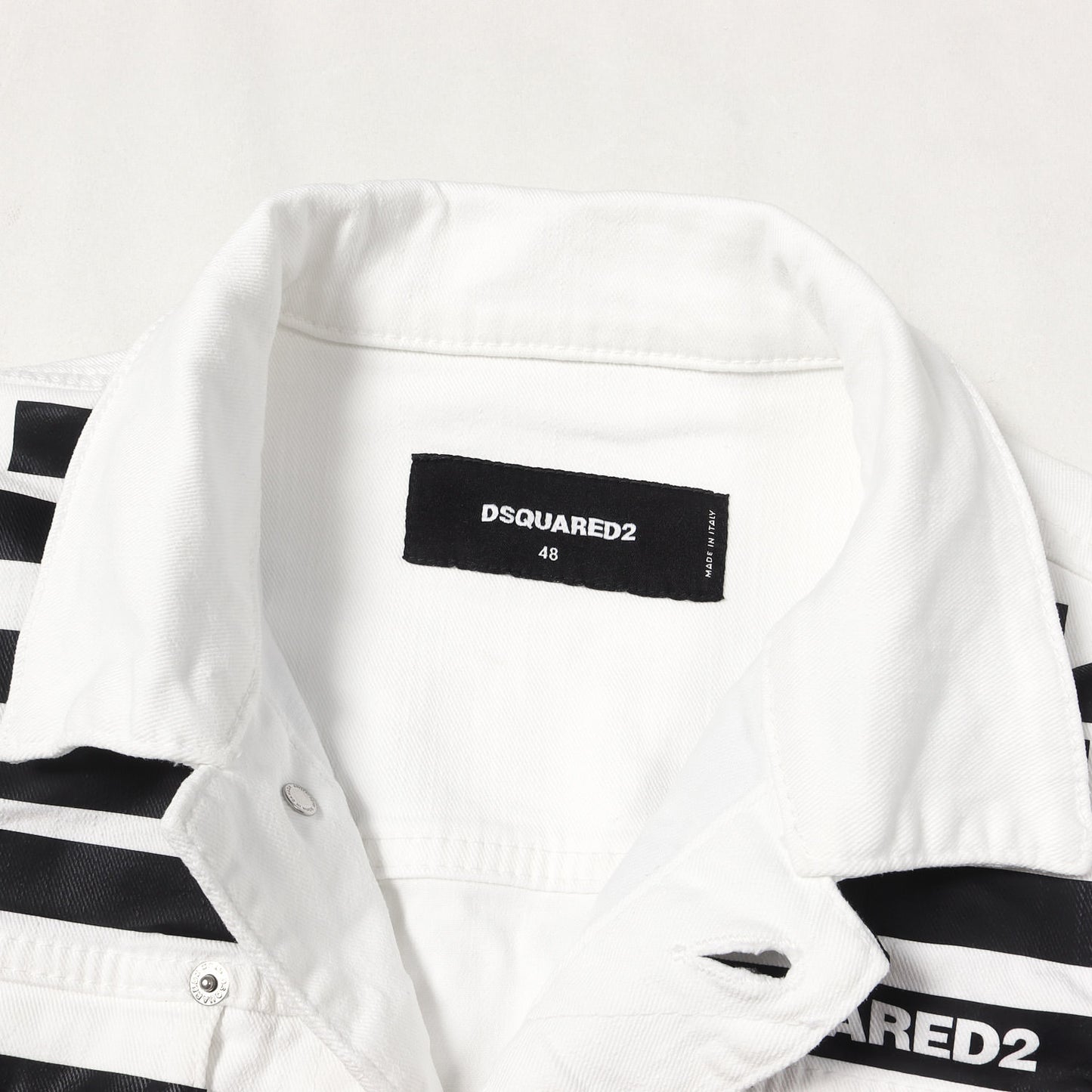 21SS ボーダープリント ホワイト デニムジャケット(Dan Jean Jacket)