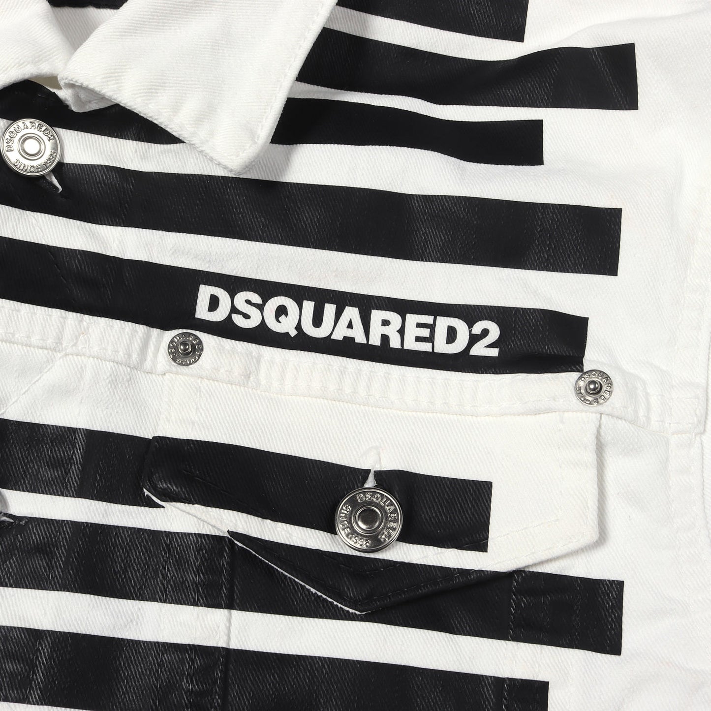 21SS ボーダープリント ホワイト デニムジャケット(Dan Jean Jacket)