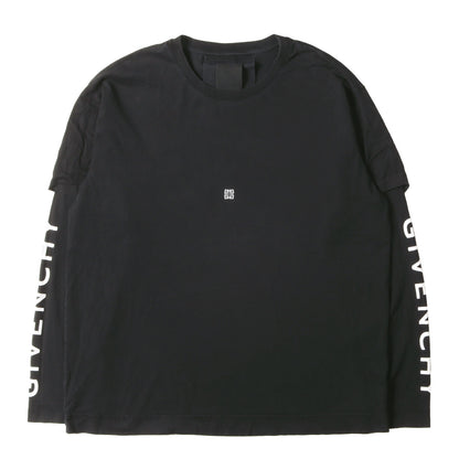 4Gロゴ刺繍 / アームブランドロゴプリント レイヤード ロングスリーブ Tシャツ (BM71G53)