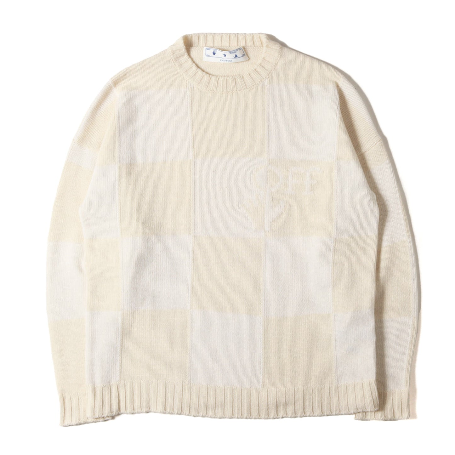 ブランドロゴ チェッカーボード クルーネック ウール ニット (Checkerboard Logo Intarsia Sweater)