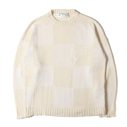 ブランドロゴ チェッカーボード クルーネック ウール ニット (Checkerboard Logo Intarsia Sweater)