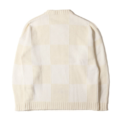 ブランドロゴ チェッカーボード クルーネック ウール ニット (Checkerboard Logo Intarsia Sweater)