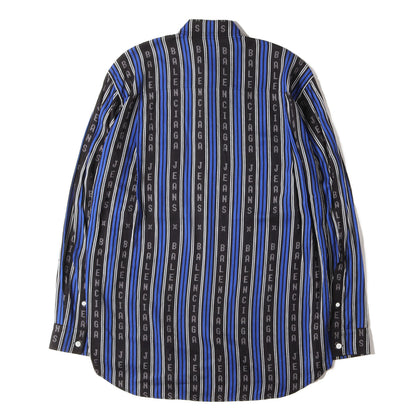 8ビットロゴ ストライプ レーヨン BD ボタンシャツ (L/S Logo Button Down Shirt)