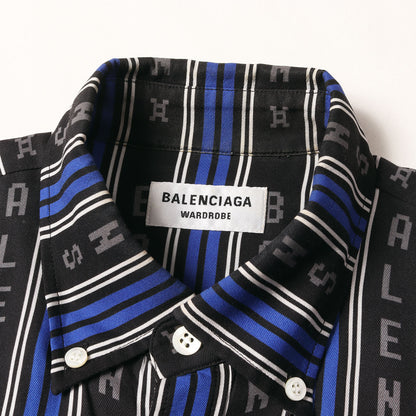 8ビットロゴ ストライプ レーヨン BD ボタンシャツ (L/S Logo Button Down Shirt)