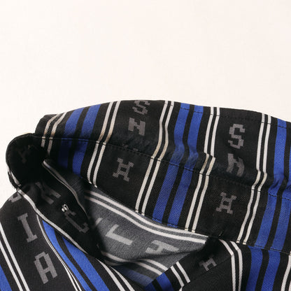 8ビットロゴ ストライプ レーヨン BD ボタンシャツ (L/S Logo Button Down Shirt)