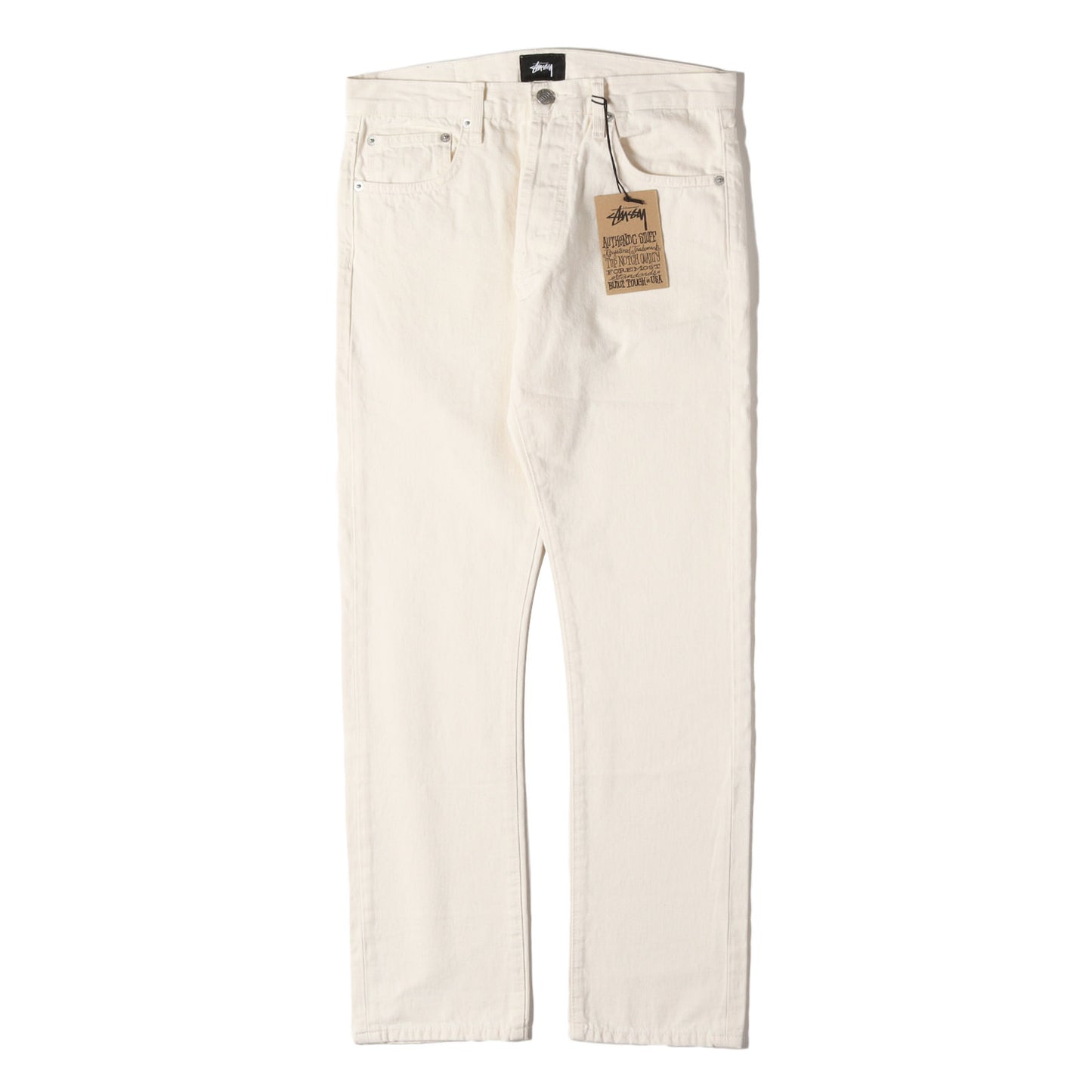 5ポケット ボタンフライ スリム デニムパンツ (DISTRESSED WASHED DENIM JEANS)