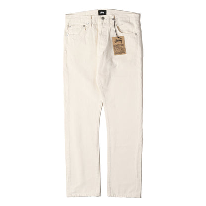 5ポケット ボタンフライ スリム デニムパンツ (DISTRESSED WASHED DENIM JEANS)