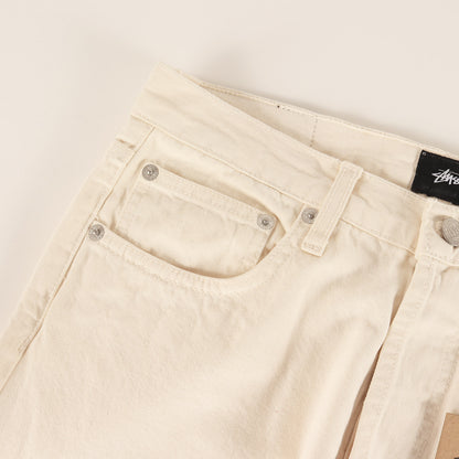 5ポケット ボタンフライ スリム デニムパンツ (DISTRESSED WASHED DENIM JEANS)
