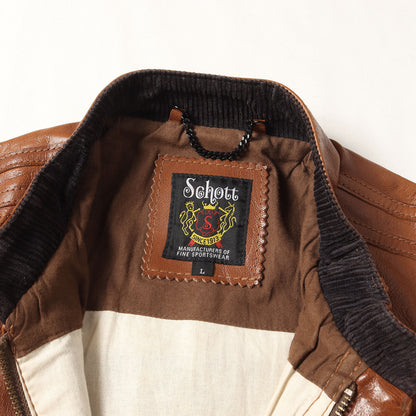 裏地ボーダー柄 ゴートレザー ライダース ジャケット (GOAT SKIN CLASSIC RACER LEATHER JACKET)