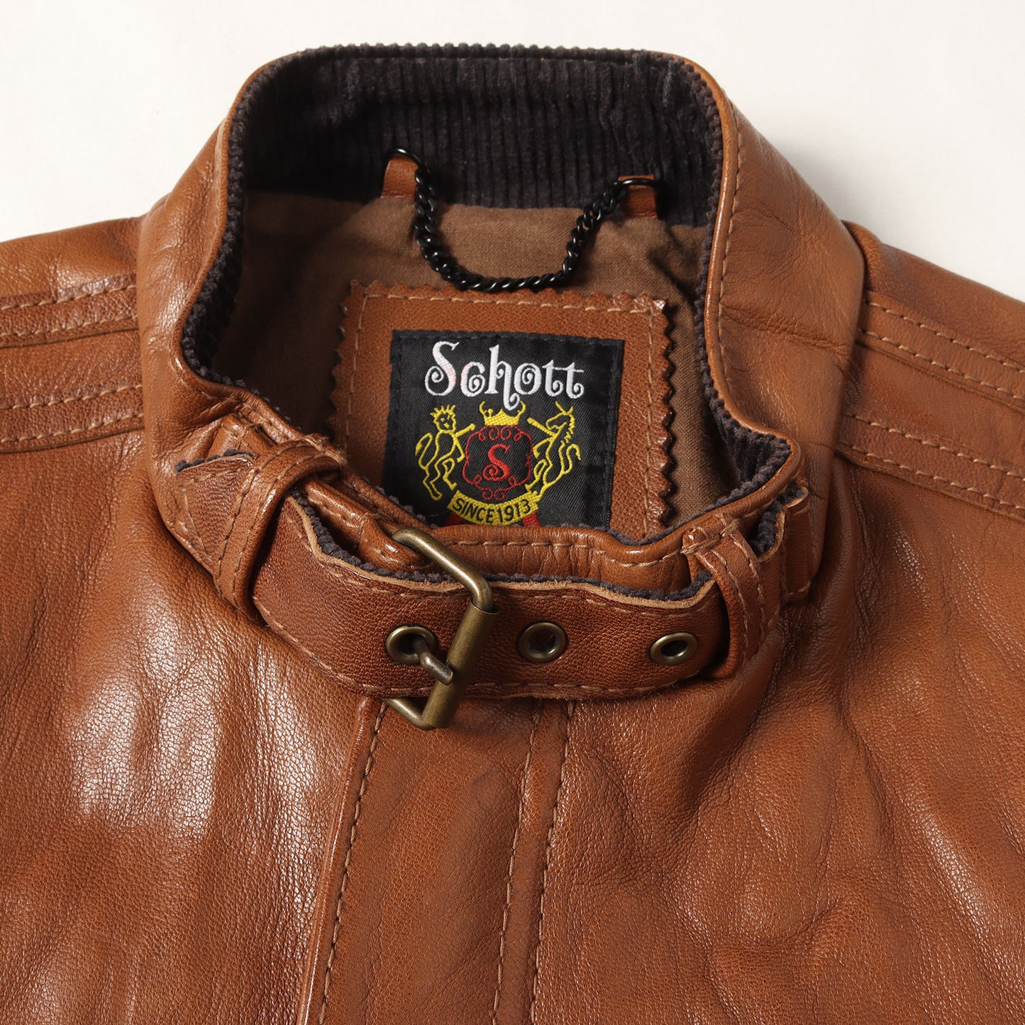 裏地ボーダー柄 ゴートレザー ライダース ジャケット (GOAT SKIN CLASSIC RACER LEATHER JACKET)