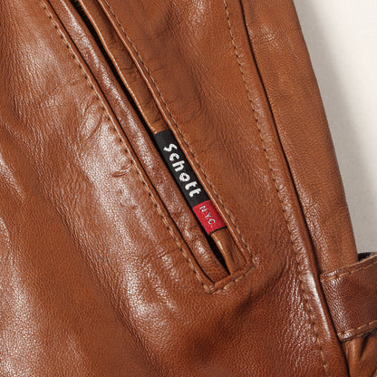 裏地ボーダー柄 ゴートレザー ライダース ジャケット (GOAT SKIN CLASSIC RACER LEATHER JACKET)