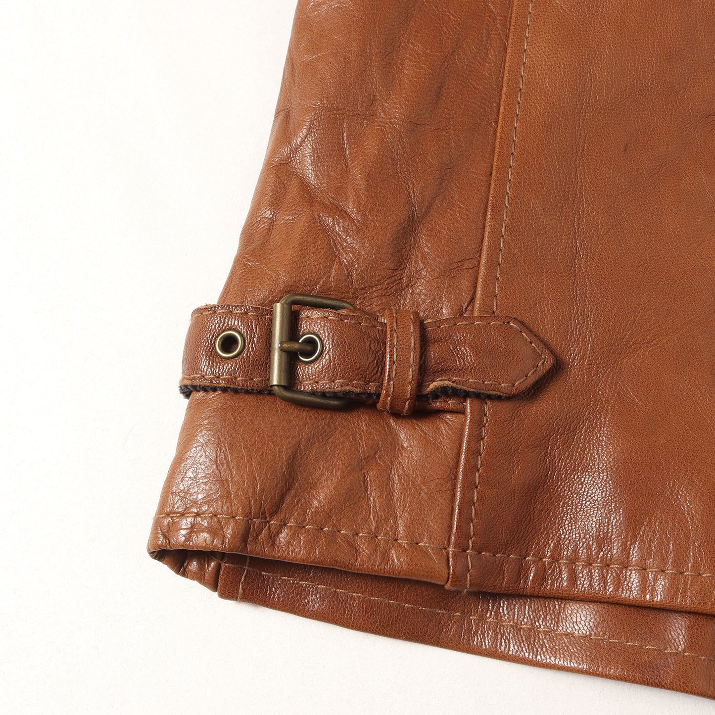 裏地ボーダー柄 ゴートレザー ライダース ジャケット (GOAT SKIN CLASSIC RACER LEATHER JACKET)