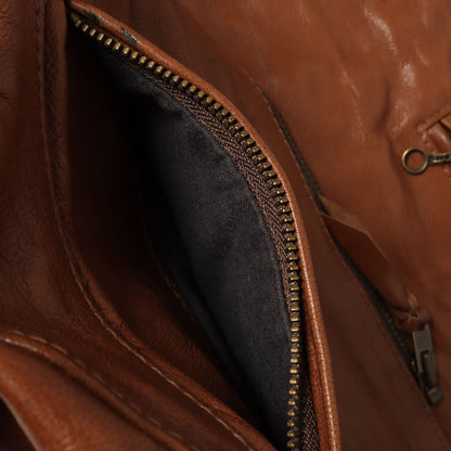 裏地ボーダー柄 ゴートレザー ライダース ジャケット (GOAT SKIN CLASSIC RACER LEATHER JACKET)