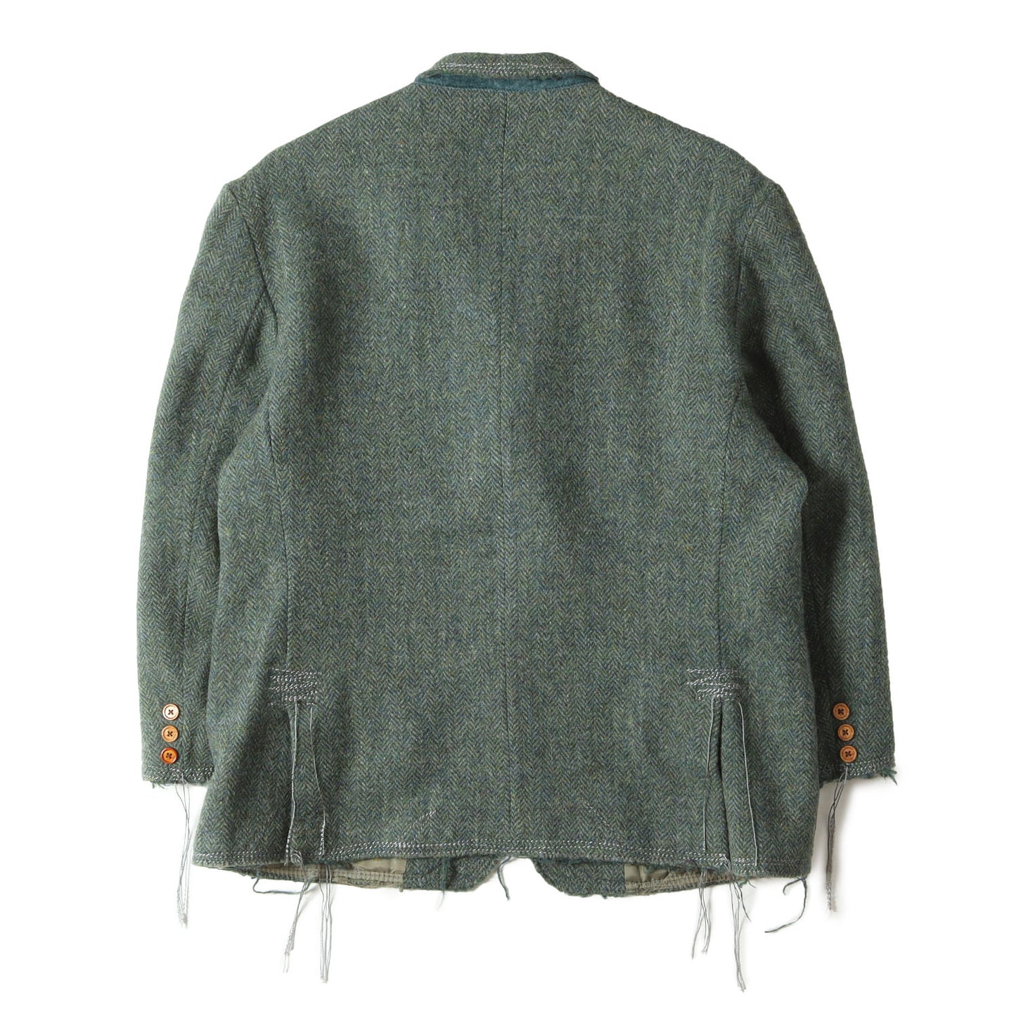 [Harris Tweed別注] ステッチ加工 ヘリンボーンツイード 3B テーラードジャケット / Rebuild by Needles