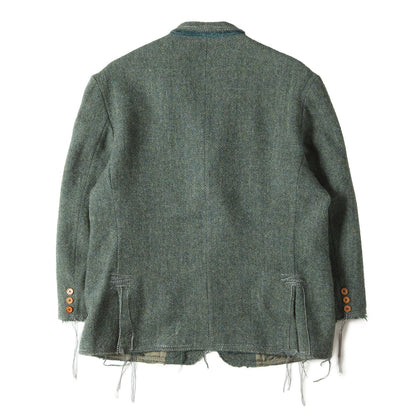 [Harris Tweed別注] ステッチ加工 ヘリンボーンツイード 3B テーラードジャケット / Rebuild by Needles