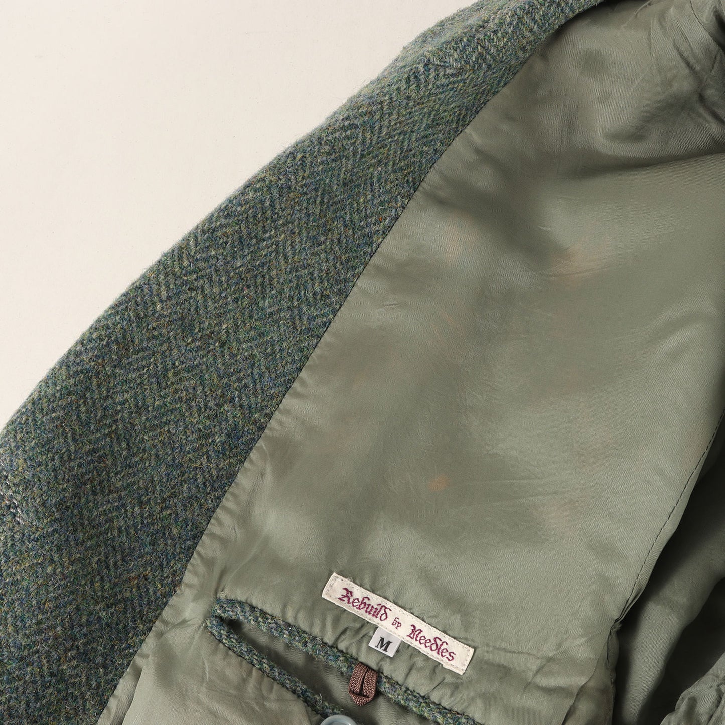 [Harris Tweed別注] ステッチ加工 ヘリンボーンツイード 3B テーラードジャケット / Rebuild by Needles