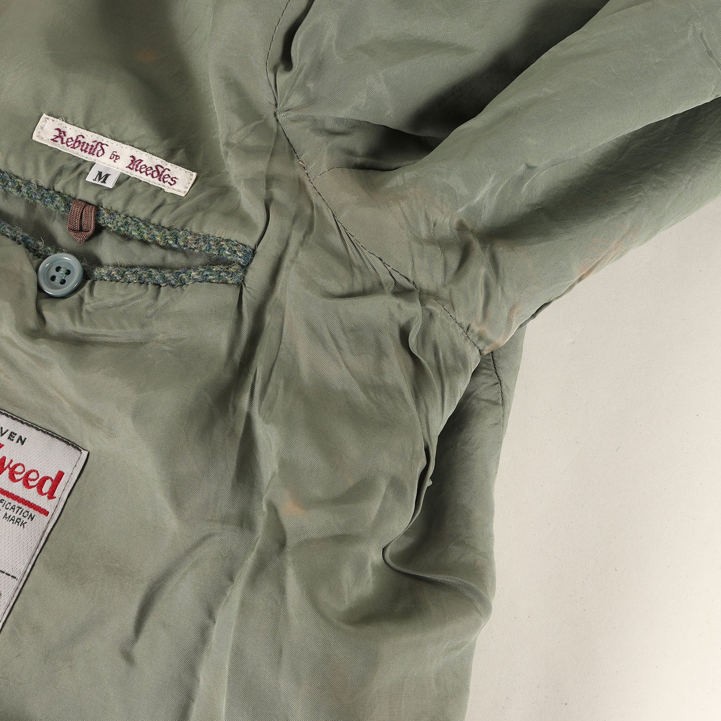 [Harris Tweed別注] ステッチ加工 ヘリンボーンツイード 3B テーラードジャケット / Rebuild by Needles
