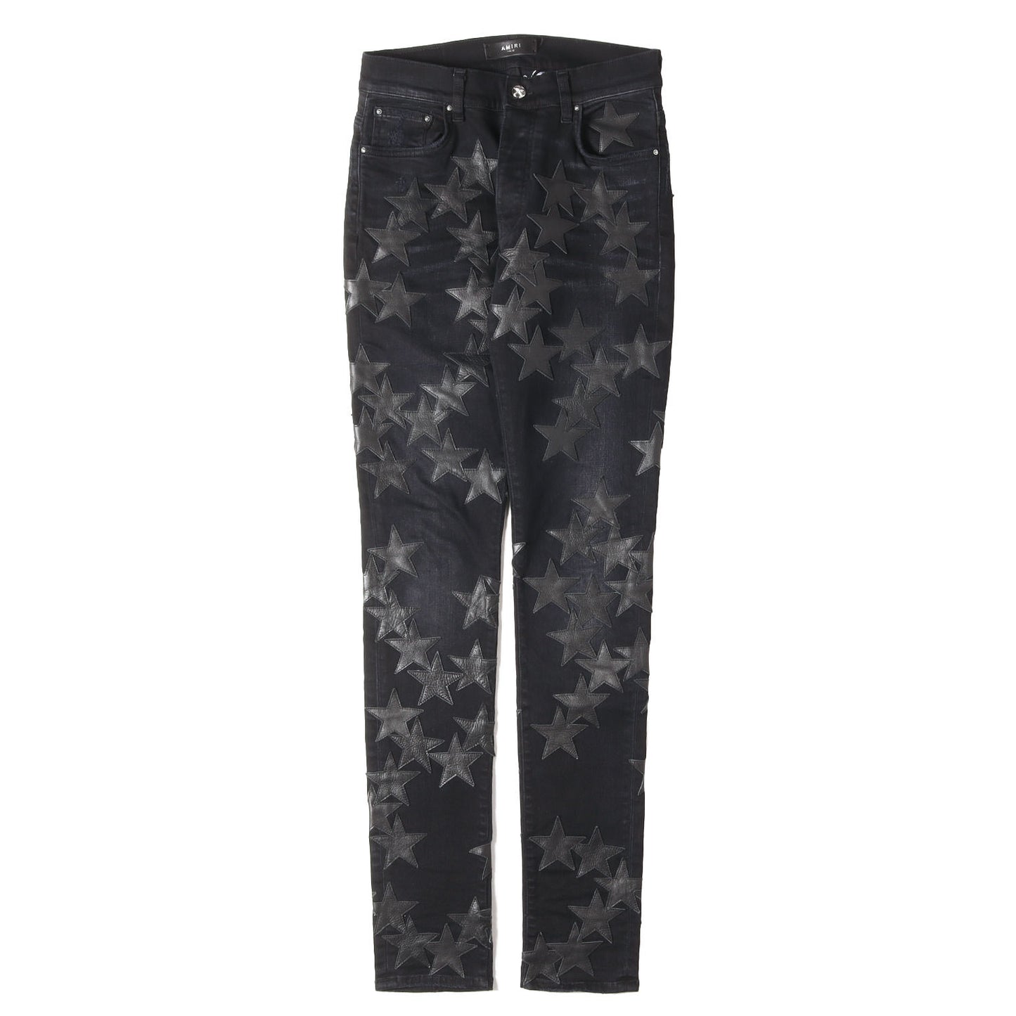 ×CHEMIST ダメージウォッシュ加工 スターレザーパッチ ストレッチ スキニーデニム パンツ (CHEMIST STAR JEAN)