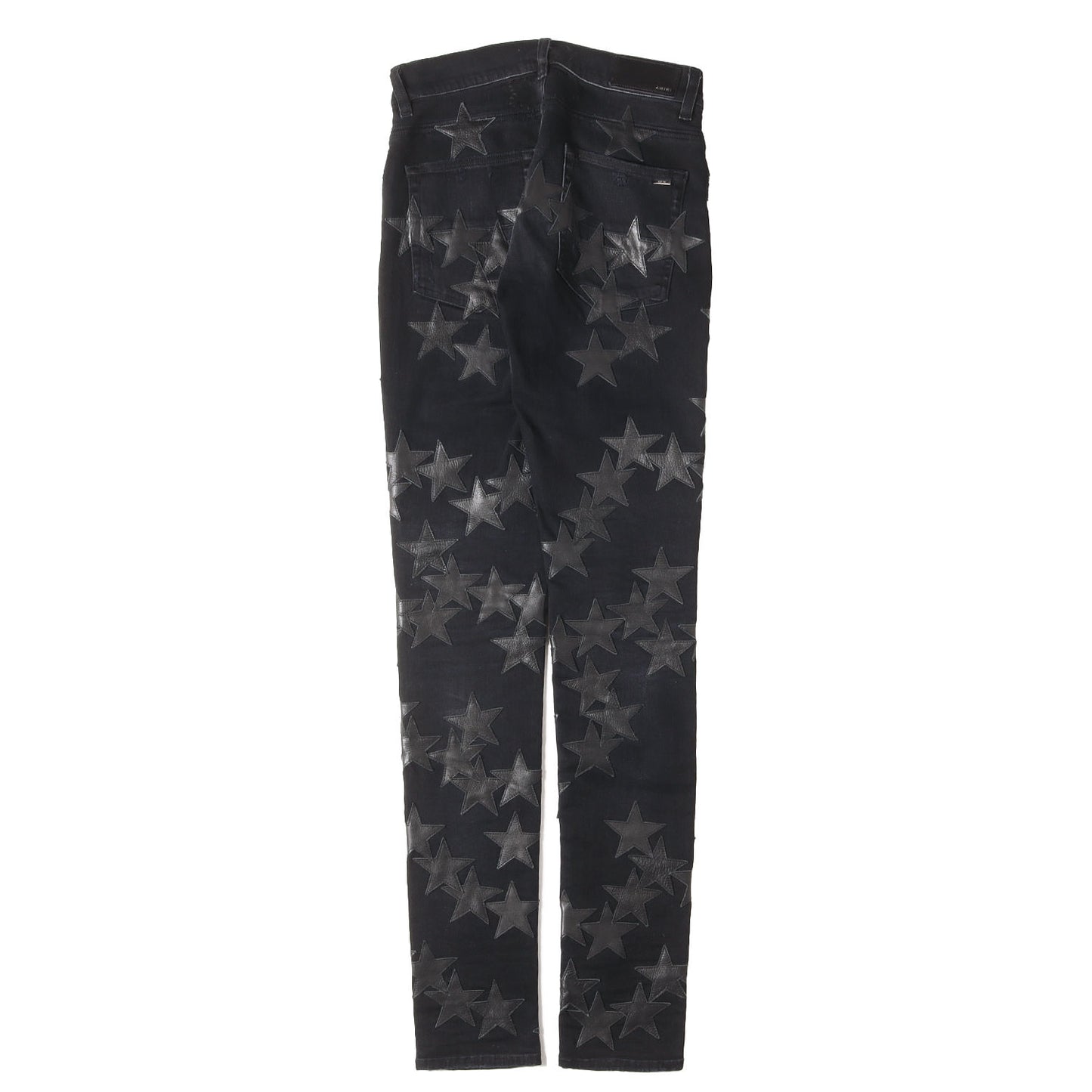 ×CHEMIST ダメージウォッシュ加工 スターレザーパッチ ストレッチ スキニーデニム パンツ (CHEMIST STAR JEAN)