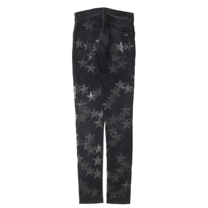×CHEMIST ダメージウォッシュ加工 スターレザーパッチ ストレッチ スキニーデニム パンツ (CHEMIST STAR JEAN)