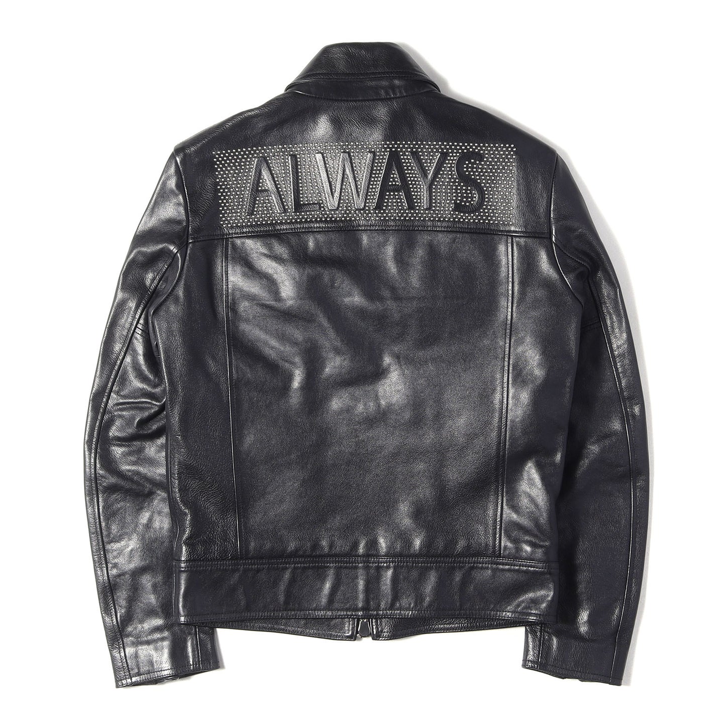 ALWAYS スタッズ レザー シングル ライダース ジャケット (ALWAYS studded leather jacket)