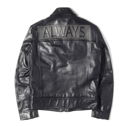 ALWAYS スタッズ レザー シングル ライダース ジャケット (ALWAYS studded leather jacket)