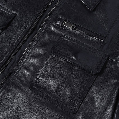 ALWAYS スタッズ レザー シングル ライダース ジャケット (ALWAYS studded leather jacket)
