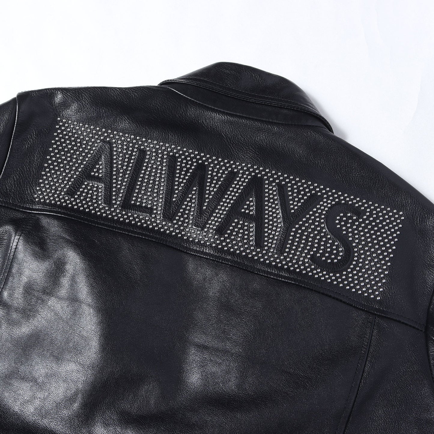 ALWAYS スタッズ レザー シングル ライダース ジャケット (ALWAYS studded leather jacket)