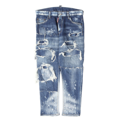 ハードクラッシュ加工 スキニー クロップド デニムパンツ (Glam Head Jean)