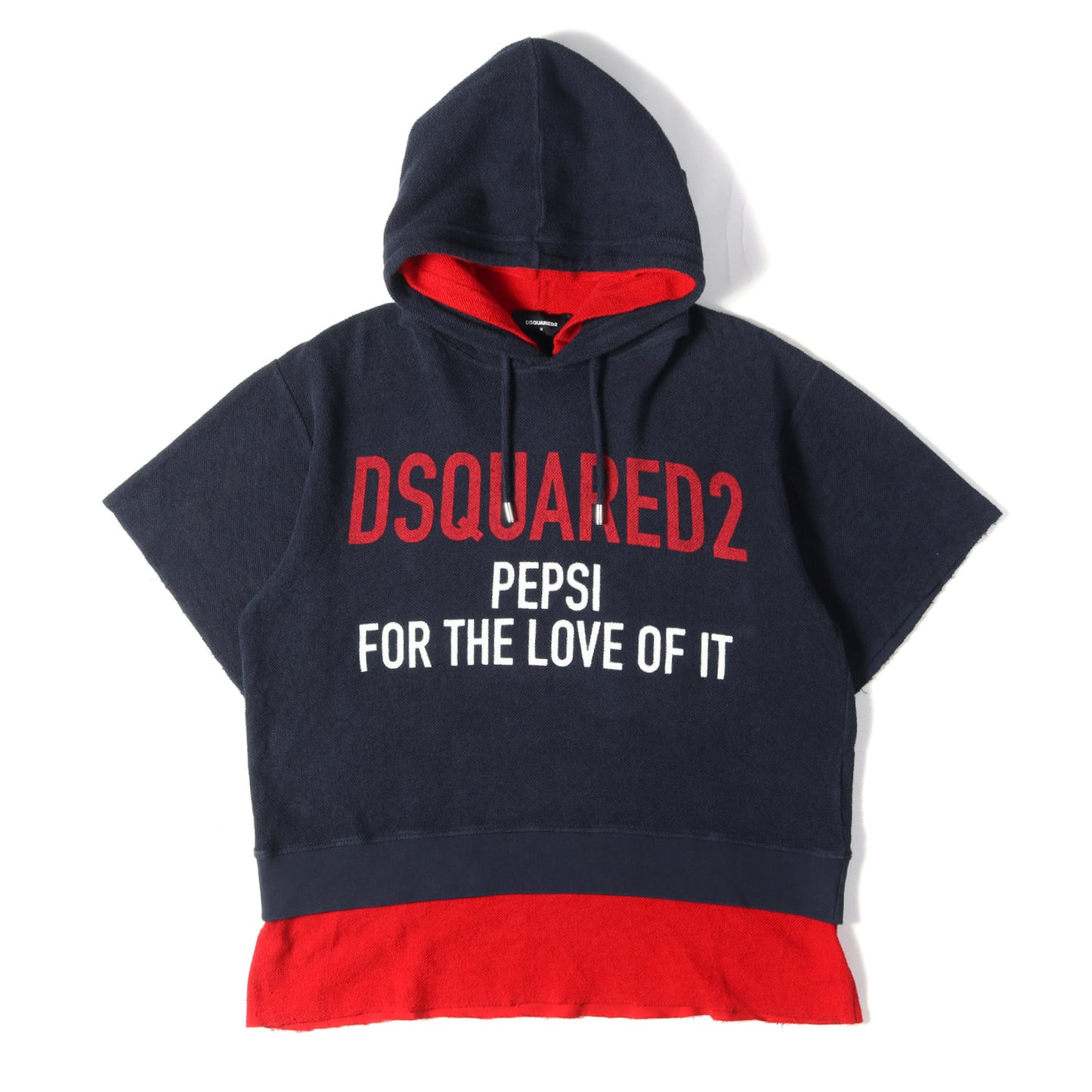 ×PEPSI-COLA ロゴプリント 半袖 レイヤード 裏吊り毛 スウェットパーカー S78GU0037 S25427