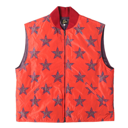 24AW ペイズリースター柄 ダブルジップ ダウンベスト (RC DOWN VEST Poly Taffeta / Printed - Red Star)